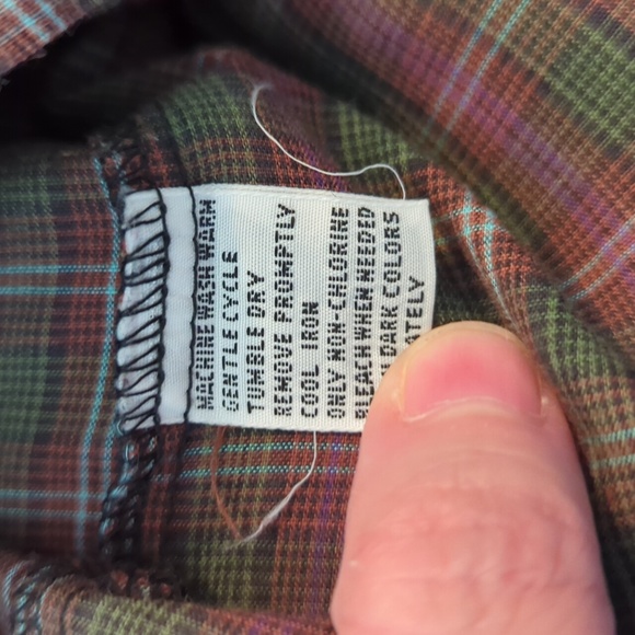 VTG Editions By Van Heusen Brown & Olive Plaid LS Button Front Short Men's XL - Picture 5 of 5